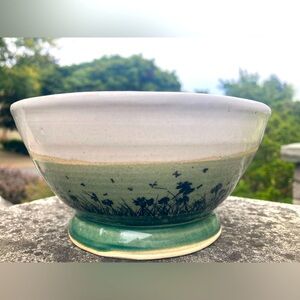Bumblebee floral handmade pottery bowl.